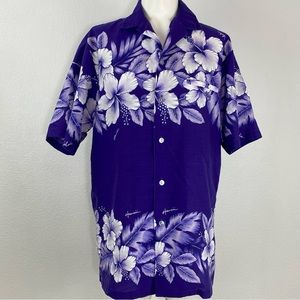 Kalena Fashions of Hawaii purple floral short sleeve shirt men